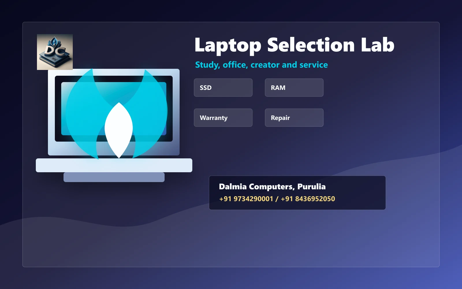 Royal Indigo laptop selection lab for Dalmia Computers Purulia